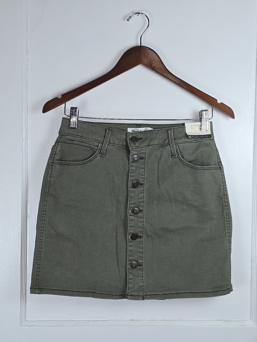 Mudd Olive Green Button Front Juniors Mini Skirt NEW W/ Tag Size 7